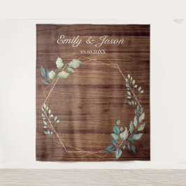 Modern Rustic Floral Wedding Backdrop タペストリー