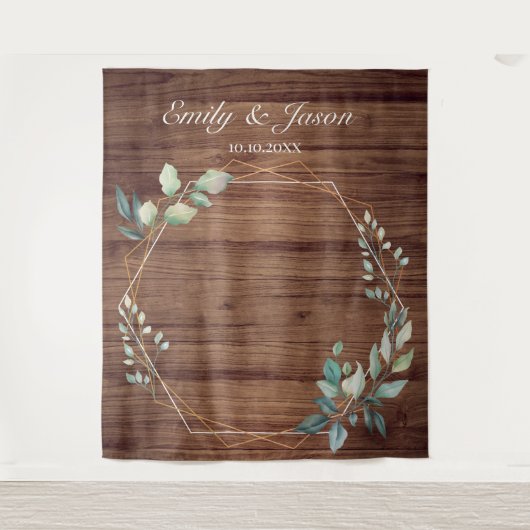 Modern Rustic Floral Wedding Backdrop タペストリー (正面)