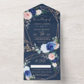 Modern Rustic Geometric Navy Blue Wedding Invitati オールインワン招待状 (内側)