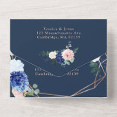 Modern Rustic Geometric Navy Blue Wedding Invitati オールインワン招待状 (裏面)