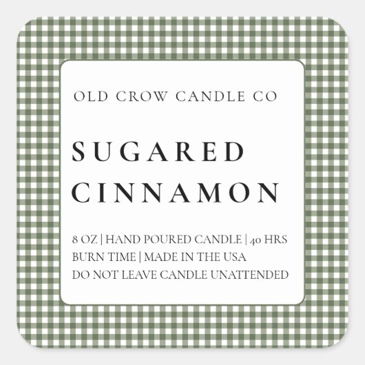 Modern Rustic Homespun Minimalist Candle  スクエアシール (正面)