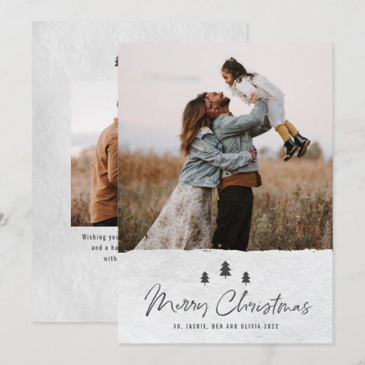 Modern Rustic Merry Christmas 2 Photo シーズンカード (正面/裏面)