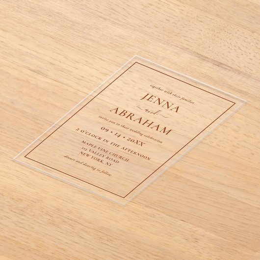 Modern Rustic Minimal Elegant  アクリル招待状 (レイダウン)