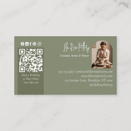 Modern Rustic Minimal Handmade Pottery Ceramic 名刺 (裏面)