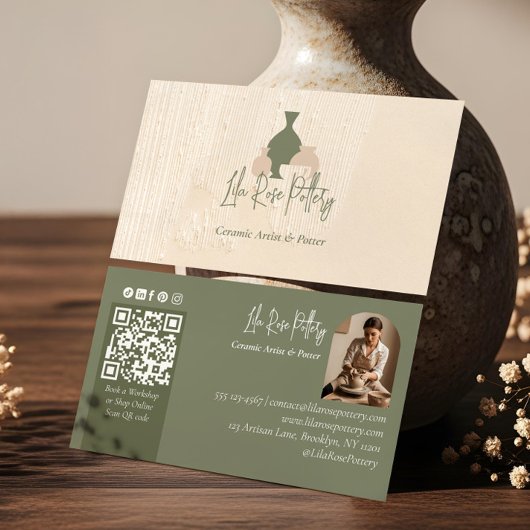Modern Rustic Minimal Handmade Pottery Ceramic 名刺