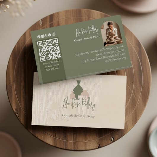 Modern Rustic Minimal Handmade Pottery Ceramic 名刺