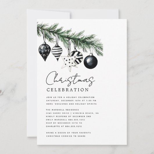 Modern Rustic Nature Christmas Party Invitation  招待状 (正面)