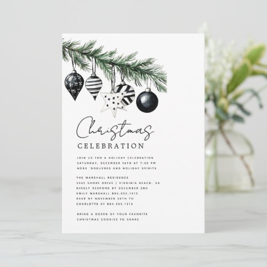 Modern Rustic Nature Christmas Party Invitation  招待状 (スタンド正面)