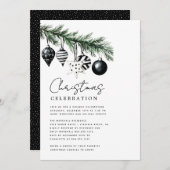 Modern Rustic Nature Christmas Party Invitation  招待状 (正面/裏面)