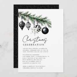 Modern Rustic Nature Christmas Party Invitation 招待状