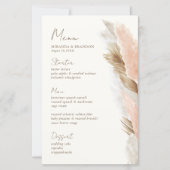 Modern Rustic Pampas Grass Wedding Menu Card (正面)