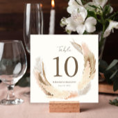 Modern Rustic Pampas Grass Wedding Table Number 招待状