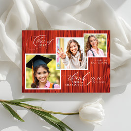 Modern Rustic Photo Collage Graduation サンキューカード