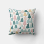 Modern Rustic Pine Forest Christmas Trees Monogram クッション (裏面)