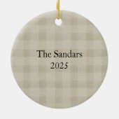 Modern Rustic Plaid Christmas Ornament Personalize セラミックオーナメント (裏面)