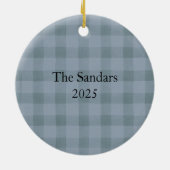 Modern Rustic Plaid Christmas Ornament Personalize セラミックオーナメント (裏面)