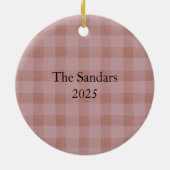 Modern Rustic Plaid Christmas Ornament Personalize セラミックオーナメント (裏面)