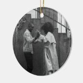 Modern Rustic Plaid Christmas Ornament Personalize セラミックオーナメント (左)