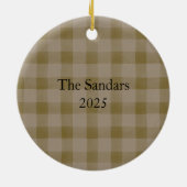Modern Rustic Plaid Christmas Ornament Personalize セラミックオーナメント (裏面)
