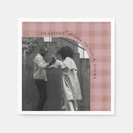 Modern Rustic Plaid Holiday Napkins Personalized スタンダードカクテルナプキン