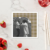 Modern Rustic Plaid Holiday Napkins Personalized スタンダードカクテルナプキン (インサイチュ)