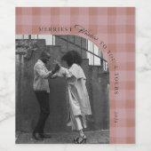 Modern Rustic Plaid Holiday Wine Label Personalize ワインラベル (シングルラベル)