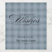 Modern Rustic Plaid Personalized Wine Gift ワインラベル (シングルラベル)