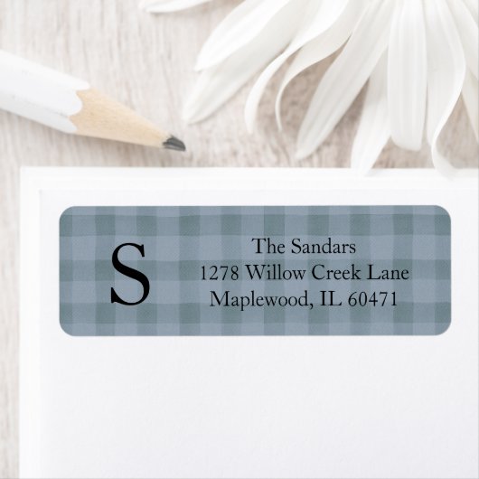 Modern Rustic Plaid Return Address Labels ラベル (インサイチュ)