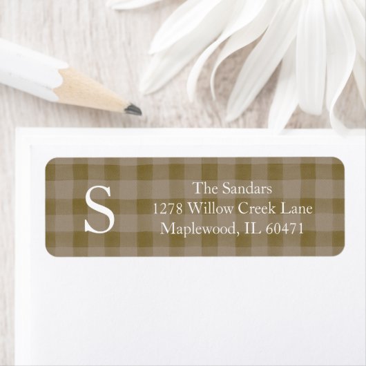 Modern Rustic Plaid Return Address Labels ラベル (インサイチュ)