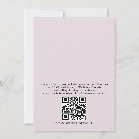 Modern Rustic Purple Flower Budget QR Code Wedding 招待状 (裏面)