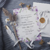 Modern Rustic Purple Flower Budget QR Code Wedding 招待状