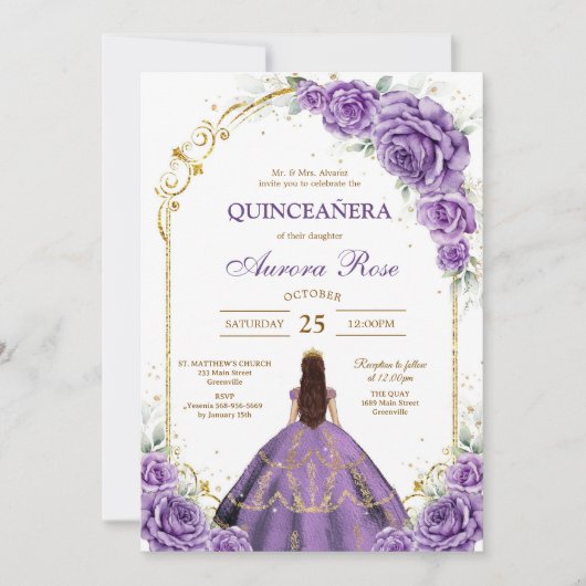 Modern Rustic Quinceanera Invitation 招待状 (正面)