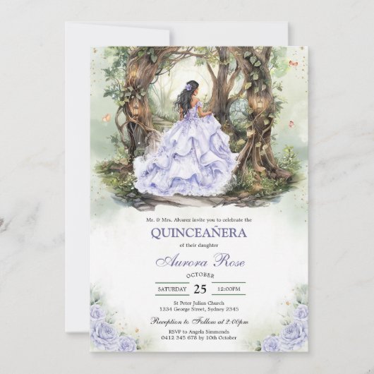 Modern Rustic Quinceanera Invitation 招待状 (正面)