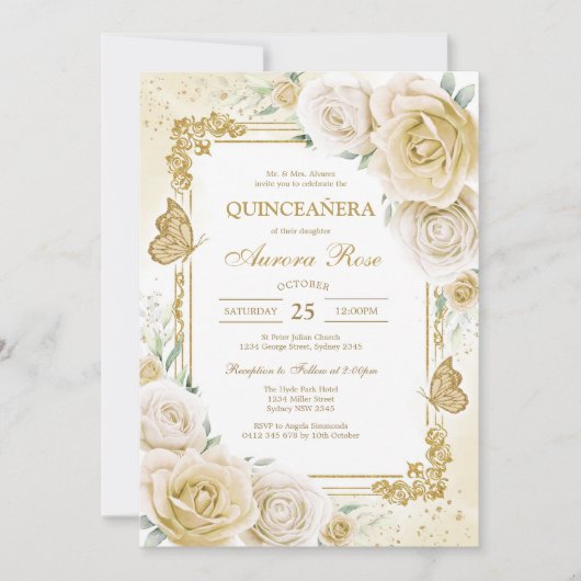 Modern Rustic Quinceanera Invitation 招待状 (正面)