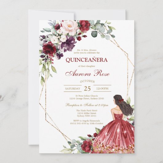 Modern Rustic Quinceanera Invitation 招待状 (正面)