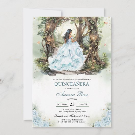 Modern Rustic Quinceanera Invitation 招待状 (正面)
