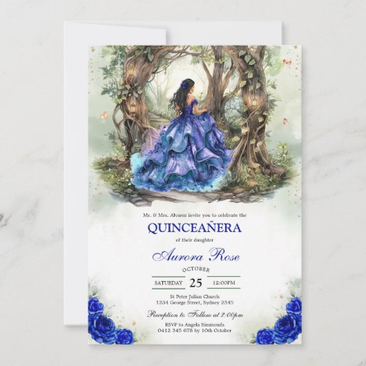 Modern Rustic Quinceanera Invitation 招待状 (正面)
