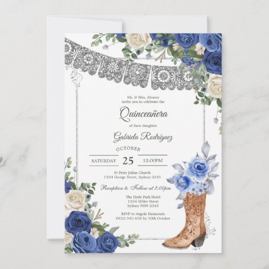 Modern Rustic Quinceanera Invitation 招待状 (正面)