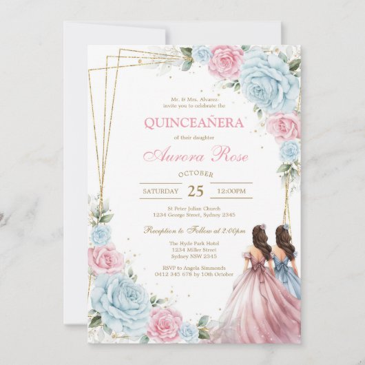 Modern Rustic Quinceanera Invitation 招待状 (正面)