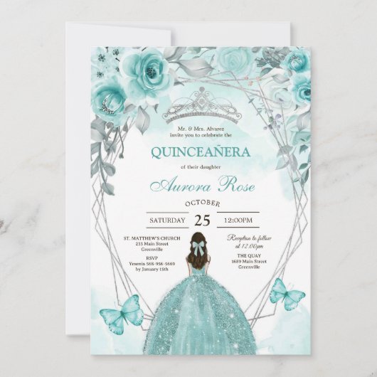Modern Rustic Quinceanera Invitation 招待状 (正面)