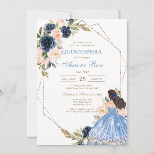 Modern Rustic Quinceanera Invitation 招待状 (正面)