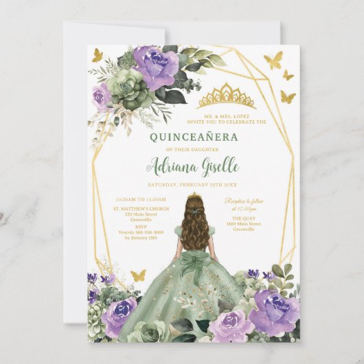 Modern Rustic Quinceanera Invitation 招待状 (正面)