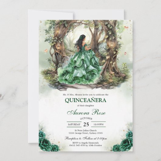 Modern Rustic Quinceanera Invitation 招待状 (正面)