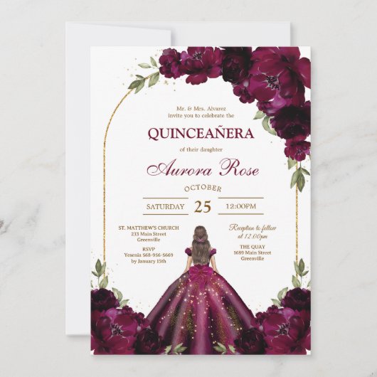 Modern Rustic Quinceanera Invitation 招待状 (正面)