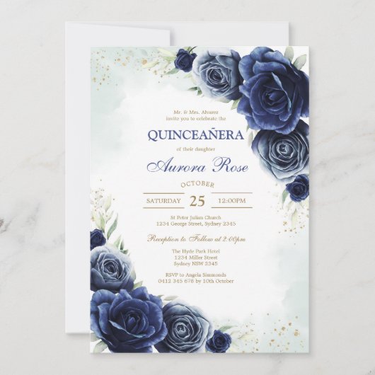 Modern Rustic Quinceanera Invitation 招待状 (正面)