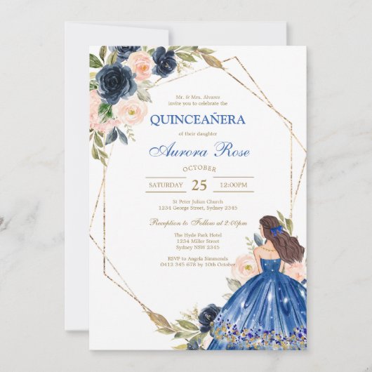 Modern Rustic Quinceanera Invitation 招待状 (正面)