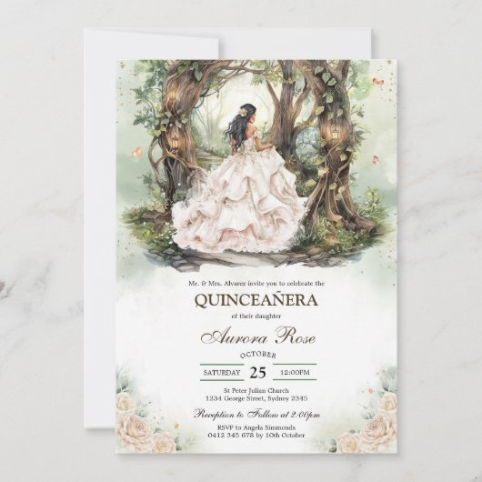 Modern Rustic Quinceanera Invitation 招待状 (正面)