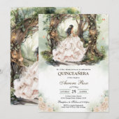 Modern Rustic Quinceanera Invitation 招待状 (正面/裏面)