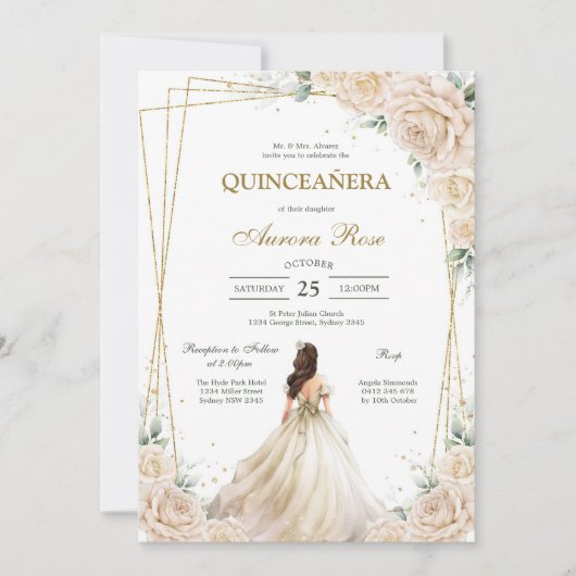 Modern Rustic Quinceanera Invitation 招待状 (正面)