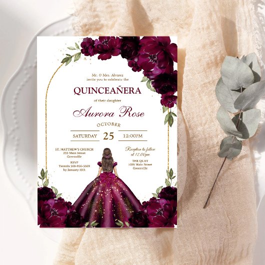 Modern Rustic Quinceanera Invitation 招待状